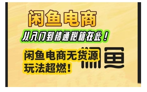 闲鱼电商实战课，从入门到精通秘籍在此，闲鱼电商无货源玩法超燃!-搞钱日记