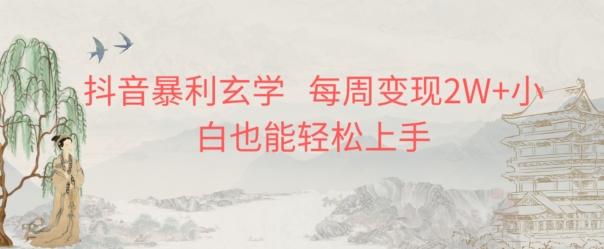 抖音暴利玄学，每周变现2W+小白也能轻松上手-搞钱日记