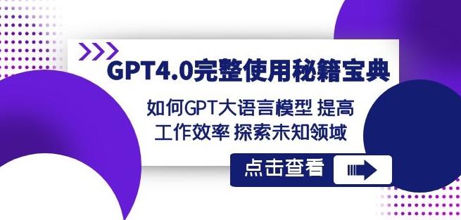 GPT4.0完整使用-秘籍宝典：如何GPT大语言模型提高工作效率探索未知领域-搞钱日记