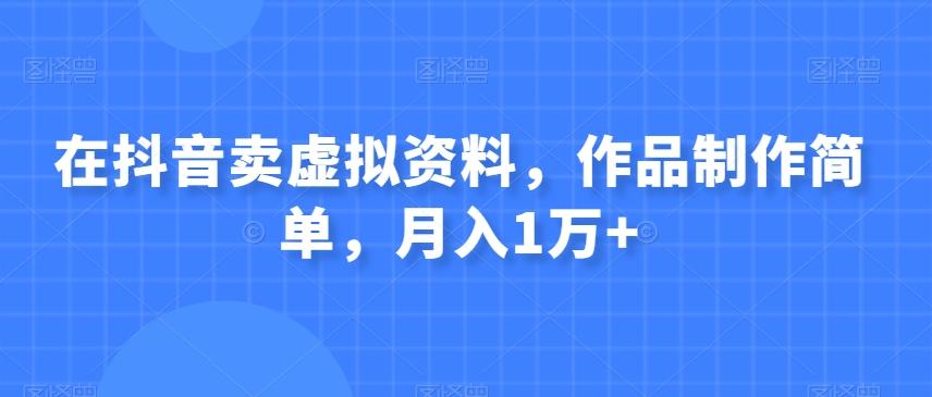 在抖音卖虚拟资料，作品制作简单，月入1万+-搞钱日记