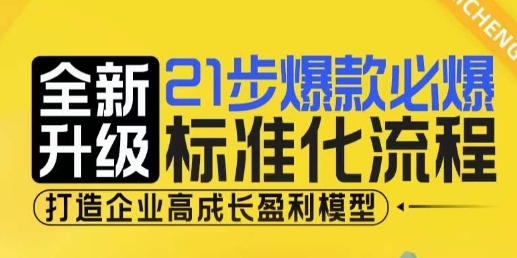 21步爆款必爆标准化流程，全新升级，打造企业高成长盈利模型-搞钱日记