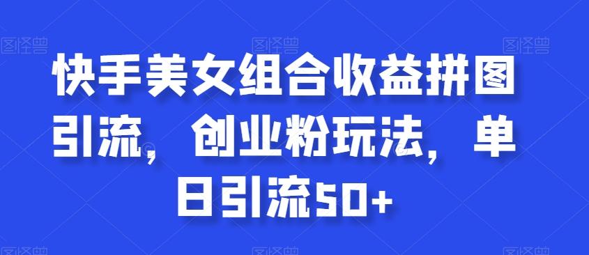 快手美女组合收益拼图引流，创业粉玩法，单日引流50+【揭秘】-搞钱日记
