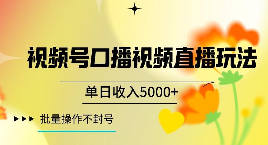 视频号囗播视频直播玩法，单日收入5000+，批量操作不封号【揭秘】-搞钱日记