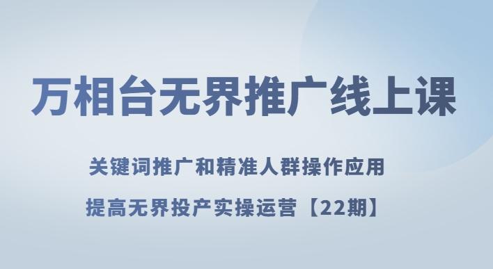 万相台无界推广线上课关键词推广和精准人群操作应用，提高无界投产实操运营【22期】-搞钱日记