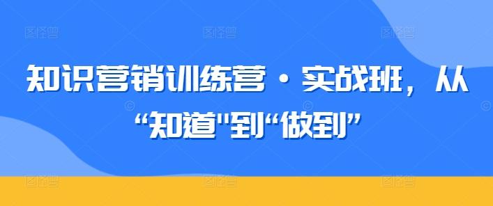 知识营销训练营·实战班，从“知道-搞钱日记