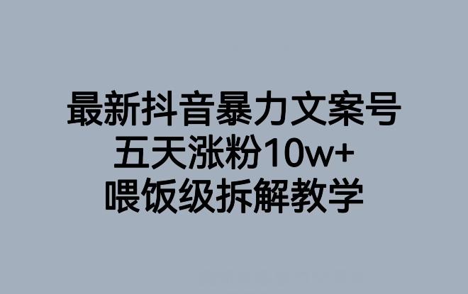 最新抖音暴力文案号，五天涨粉10w+，喂饭级拆解教学-搞钱日记