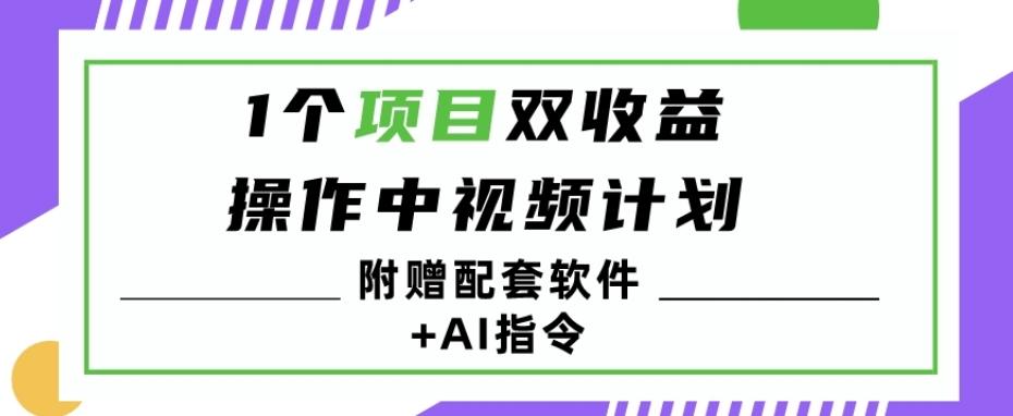 1个项目双收益？操作中视频计划1天最高3100+收益？（附赠配套软件+AI指令）-搞钱日记