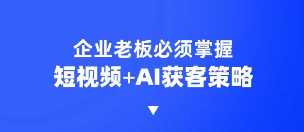 企业短视频AI获客霸屏流量课，6步短视频+AI突围法，3大霸屏抢客策略-搞钱日记