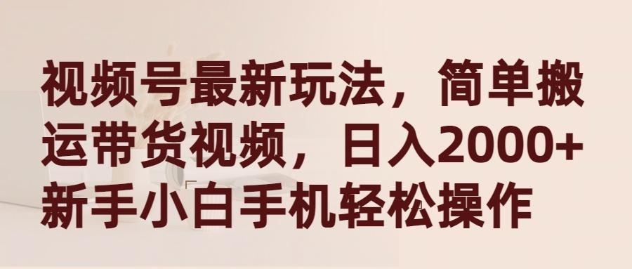 (9486期)视频号最新玩法，简单搬运带货视频，日入2000+，新手小白手机轻松操作-搞钱日记