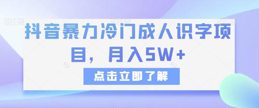 抖音暴力冷门成人识字项目，月入5W+【揭秘】-搞钱日记