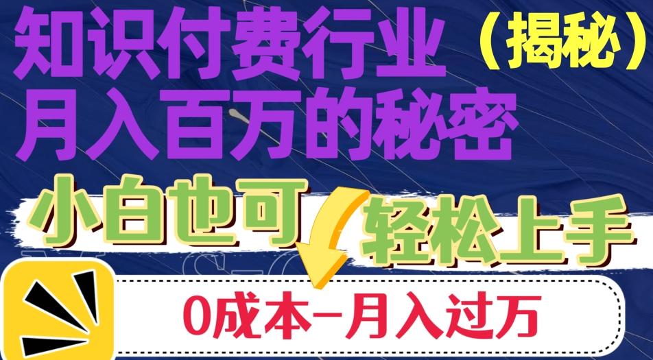 揭秘知识付费行业月入百万的秘密，小白也可轻松上手，月入过万-搞钱日记