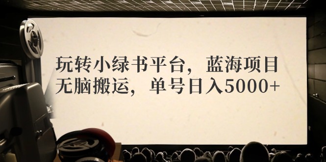 玩转小绿书平台，蓝海项目，无脑搬运，单号日入5000+-搞钱日记