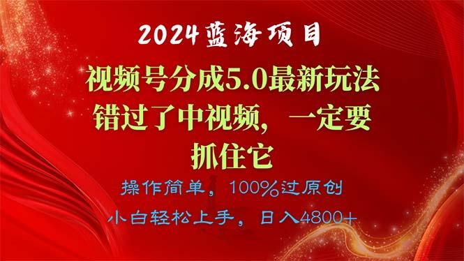 2024蓝海项目，视频号分成计划5.0最新玩法，错过了中视频，一定要抓住…-搞钱日记