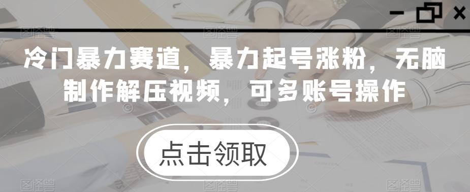 冷门暴力赛道，暴力起号涨粉，无脑制作解压视频，可多账号操作-搞钱日记