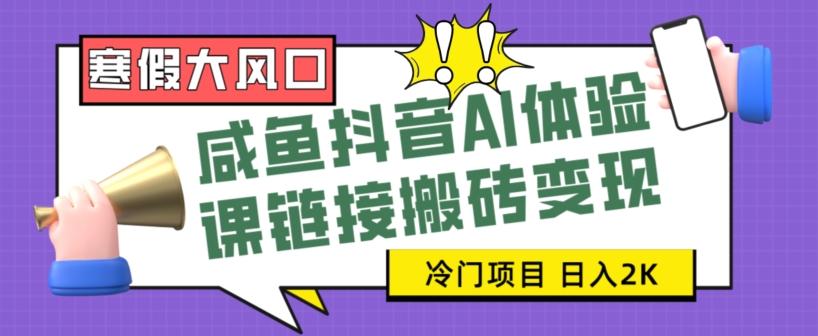 寒假大风口咸鱼抖音AI体验课链接搬砖变现，全网首发冷门项目，小白可日入2K+【揭秘】-搞钱日记