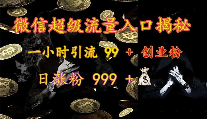 微信超级流量入口揭秘：一小时引流 99 + 创业粉，日涨粉 999 +-搞钱日记