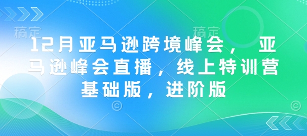 12月亚马逊跨境峰会， 亚马逊峰会直播，线上特训营基础版，进阶版-搞钱日记