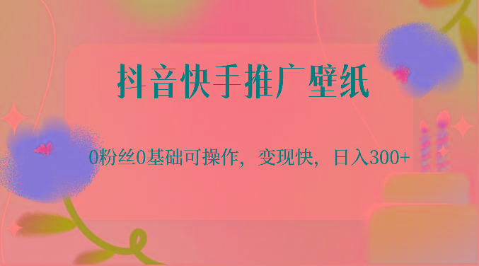 抖音快手推广壁纸，0粉丝0基础可操作，变现快，日入300+-搞钱日记