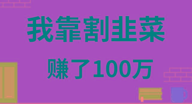 我靠割韭菜赚了 100 万-搞钱日记