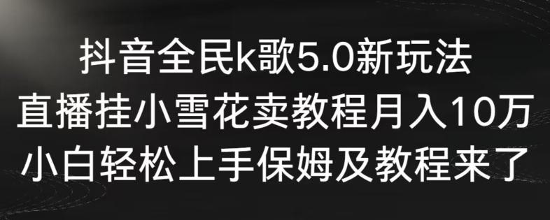 抖音全民k歌5.0新玩法，直播挂小雪花卖教程月入10万，小白轻松上手，保姆及教程来了【揭秘】-搞钱日记