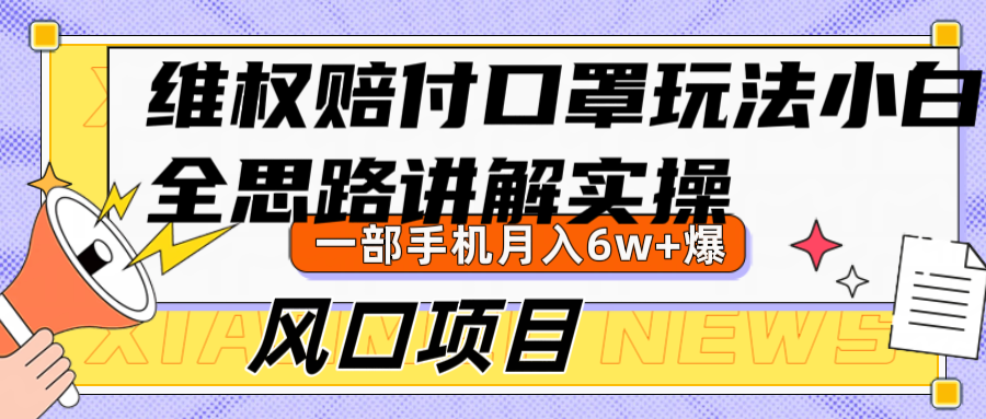 维权赔付口罩玩法，小白也能月入6w+，风口项目实操-搞钱日记