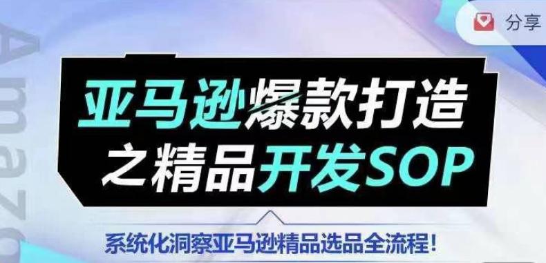 【训练营】亚马逊爆款打造之精品开发SOP，系统化洞察亚马逊精品选品全流程-搞钱日记