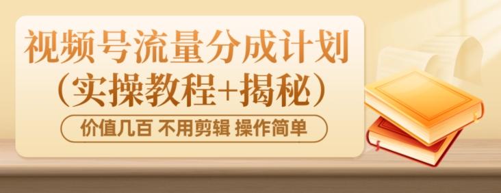 价值几百上千不用剪辑简单操作视频号流量分成计划（实操教程+揭秘）-搞钱日记