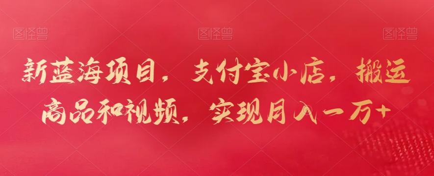 新蓝海项目，支付宝小店，搬运商品和视频，实现月入一万+【揭秘】-搞钱日记
