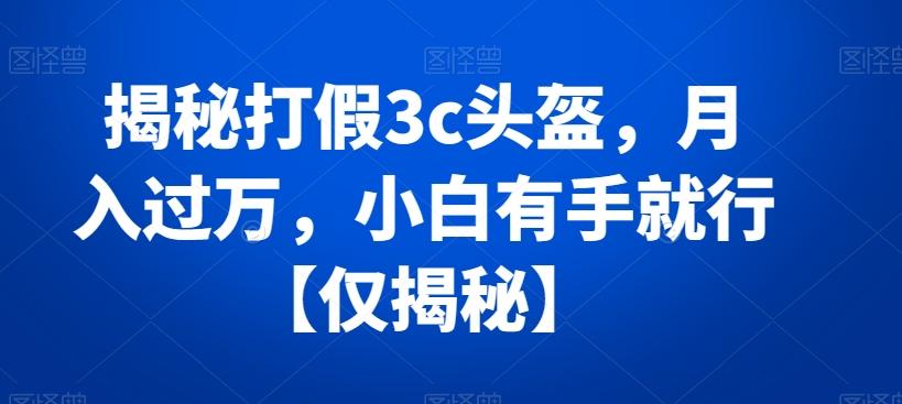 揭秘打假3c头盔，月入过万，小白有手就行【仅揭秘】-搞钱日记