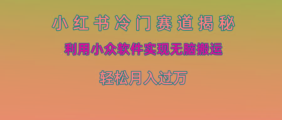 小红书冷门赛道揭秘,利用小众软件实现无脑搬运,轻松月入过万-搞钱日记