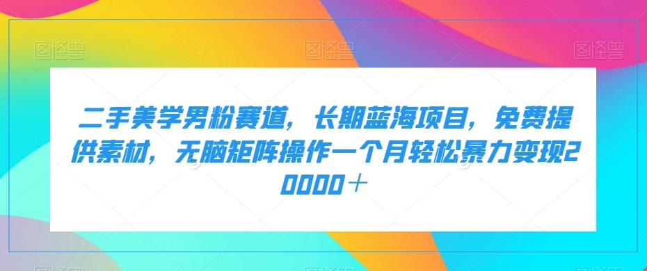 二手美学男粉赛道，长期蓝海项目，无脑矩阵操作一个月轻松暴力变现20000＋-搞钱日记