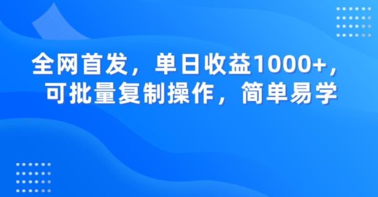 全网首发，单日收益1000+，可批量复制操作，简单易学【揭秘】-搞钱日记