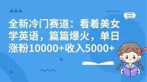 全新冷门赛道：看着美女学英语，篇篇爆火，单日涨粉10000+收入5000+-搞钱日记