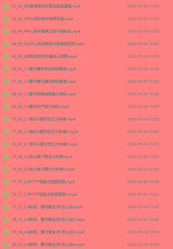 图片[4]-2024单品正价起号，直播素材投流选品：选品课+投流课+素材课+卡首屏/100节-搞钱日记