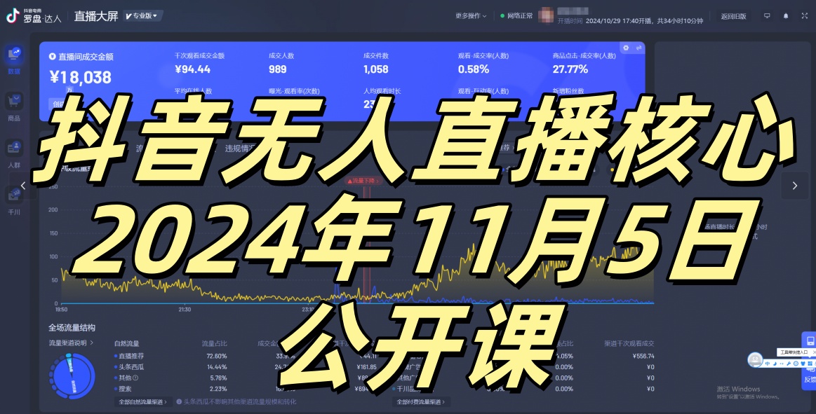 抖音无人直播核心公开课，咸鱼翻身小白可做带有睡后收入月入过万太简单【揭秘】-搞钱日记
