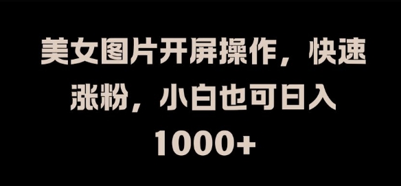 美女图片开屏操作，快速涨粉，小白也可日入1k【揭秘】-搞钱日记