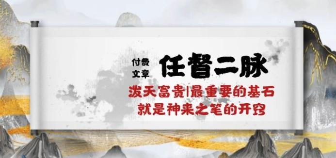 某付费文章《任督 二脉 泼天富贵|最重要的基石 就是神来之笔的开窍|万字》-搞钱日记