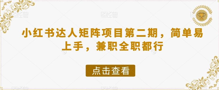 小红书达人矩阵项目第二期，简单易上手，兼职全职都行-搞钱日记