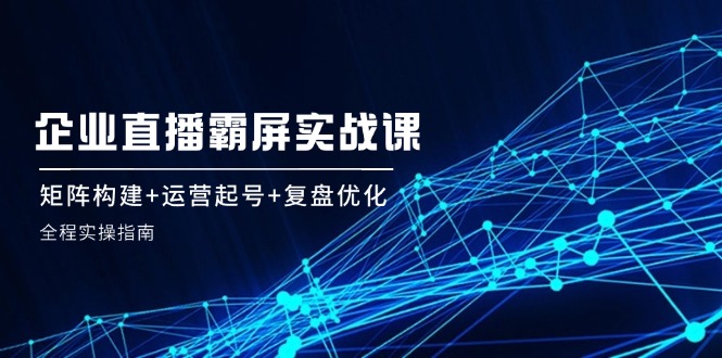 企业直播霸屏实战课：矩阵构建+运营起号+复盘优化，全程实操指南-搞钱日记