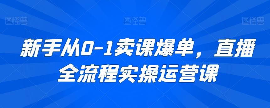新手从0-1卖课爆单，直播全流程实操运营课-搞钱日记