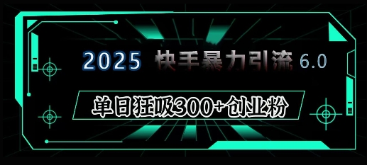 2025年快手6.0保姆级教程震撼来袭，单日狂吸300+精准创业粉-搞钱日记