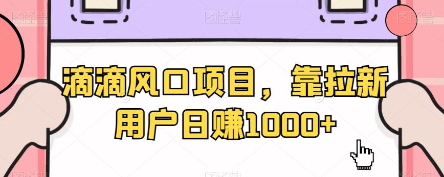 滴滴风口项目，靠拉新用户日赚1000+-搞钱日记