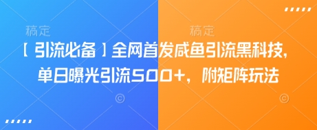 【引流必备】全网首发咸鱼引流黑科技，单日曝光引流500+，附矩阵玩法【揭秘】-搞钱日记