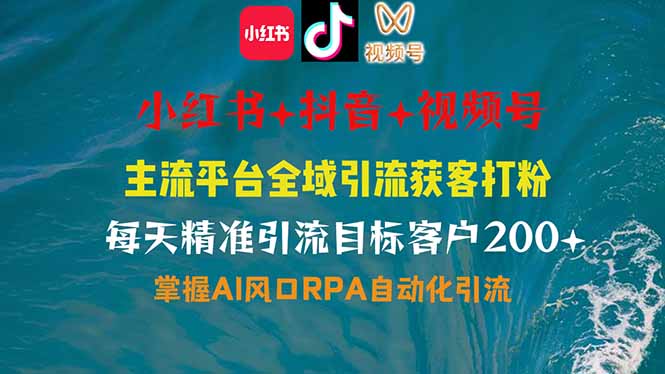 小红书、抖音、视频号全域多平台引流获客，日引目标客户200+，RPA自动...-搞钱日记