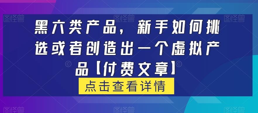 黑六类虚拟产品，新手如何挑选或者创造出一个虚拟产品【付费文章】-搞钱日记