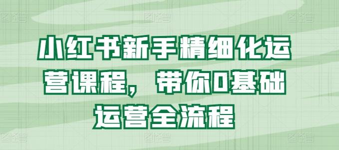 小红书新手精细化运营课程，带你0基础运营全流程-搞钱日记