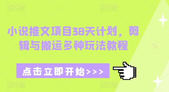 小说推文项目38天计划，剪辑与搬运多种玩法教程-搞钱日记
