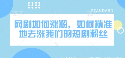网剧如何涨粉，如何精准地去涨我们的短剧粉丝-搞钱日记