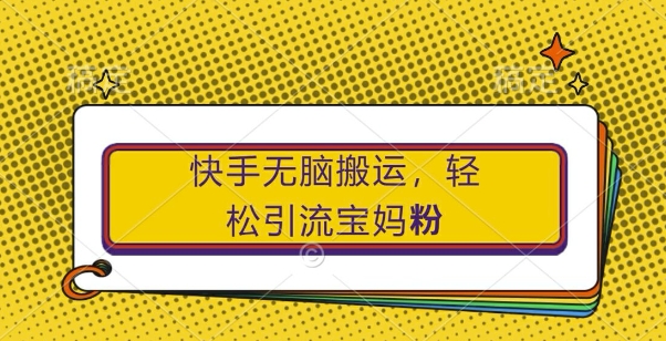 快手无脑搬运，轻松引流宝妈粉，纯小白轻松上手【揭秘】-搞钱日记