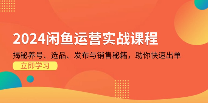 2024闲鱼运营实战课程：揭秘养号、选品、发布与销售秘籍，助你快速出单-搞钱日记